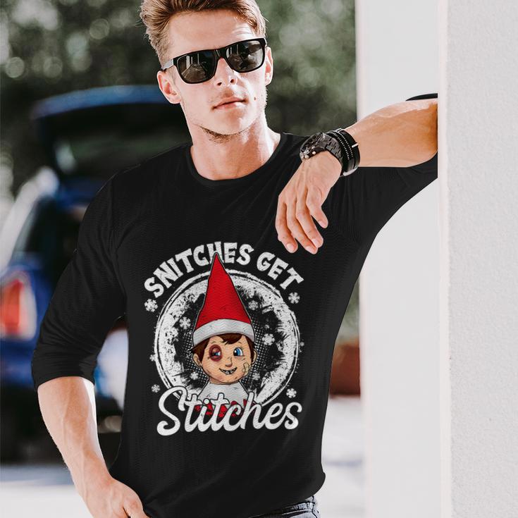 Christmas Snitches Get Stitches Tshirt Long Sleeve T-Shirt Gifts for Him