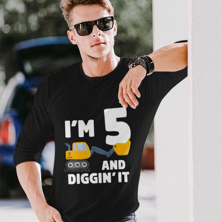 Construction Truck 5Th Birthday Boy 5 Year Old Meaningful Long Sleeve T-Shirt Gifts for Him