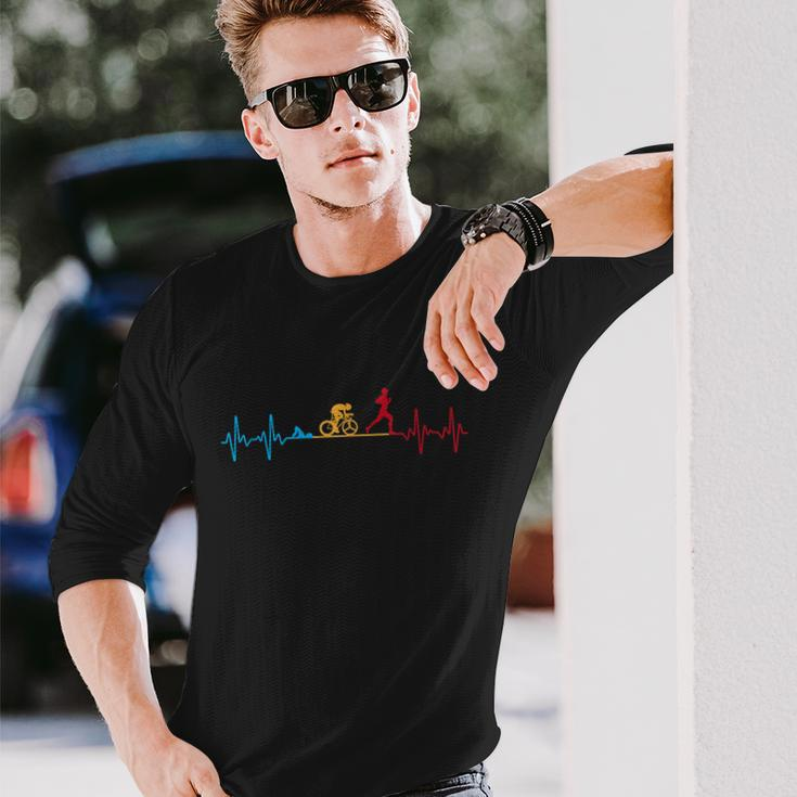 Cool Triathlon Art For Men Women Triathlete Endurance Sport Long Sleeve T-Shirt Gifts for Him