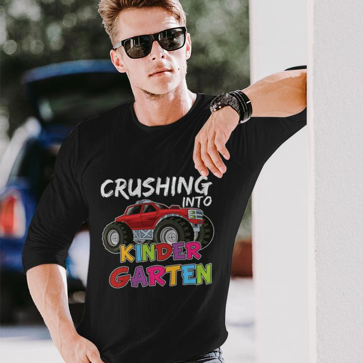 Crushing Into Kindergarten Monster Truck Back To School Long Sleeve T-Shirt Gifts for Him
