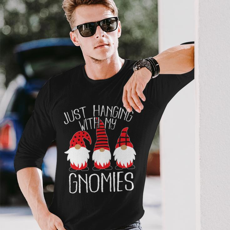 Cute Christmas Just Hanging With My Gnomies Tshirt Long Sleeve T-Shirt Gifts for Him