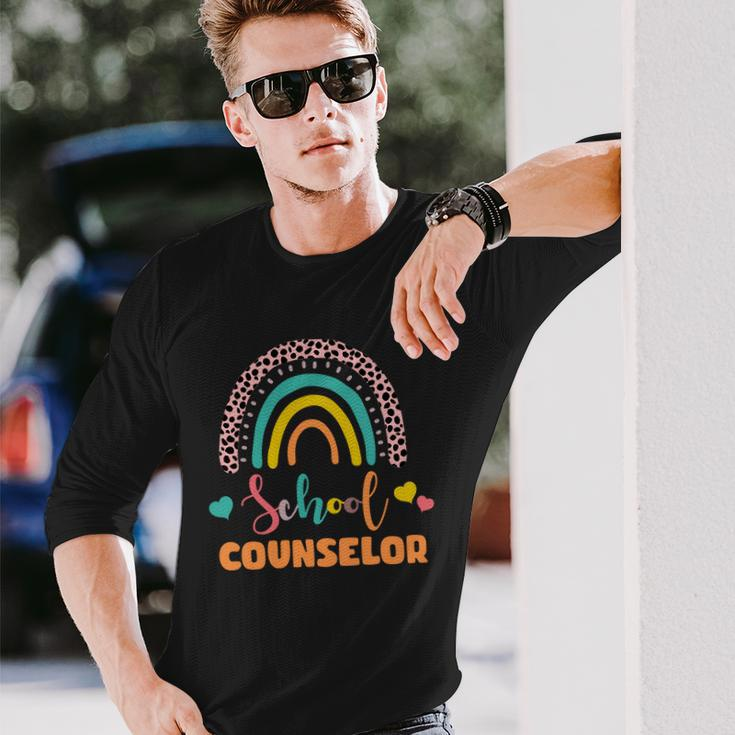 Cute School Counselor Rainbow Long Sleeve T-Shirt Gifts for Him