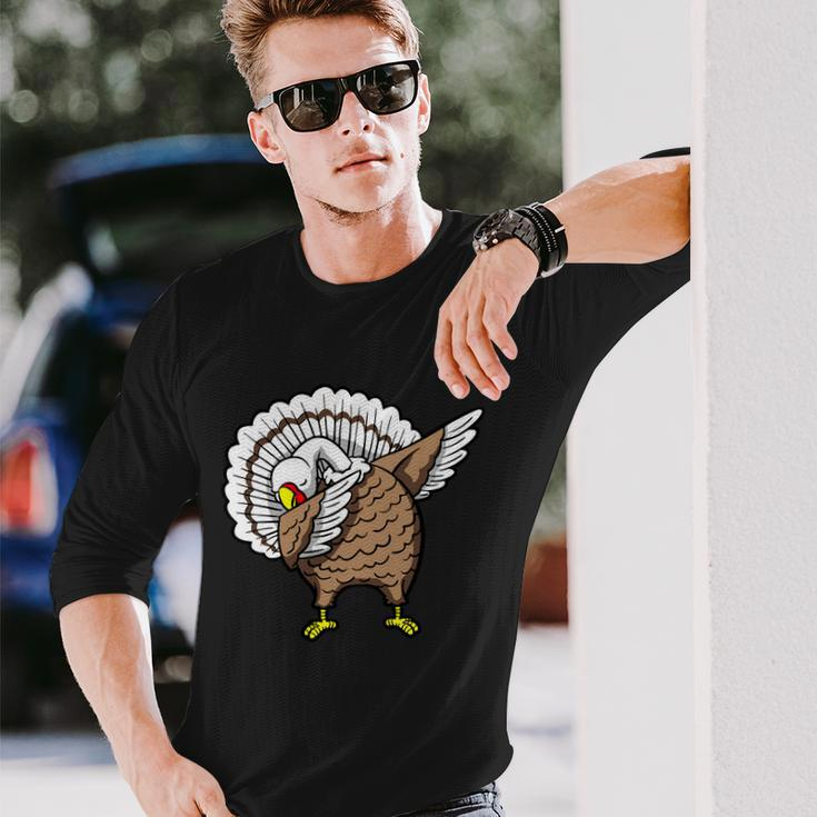 Dabbing Turkey Thanksgiving Day Tshirt Long Sleeve T-Shirt Gifts for Him