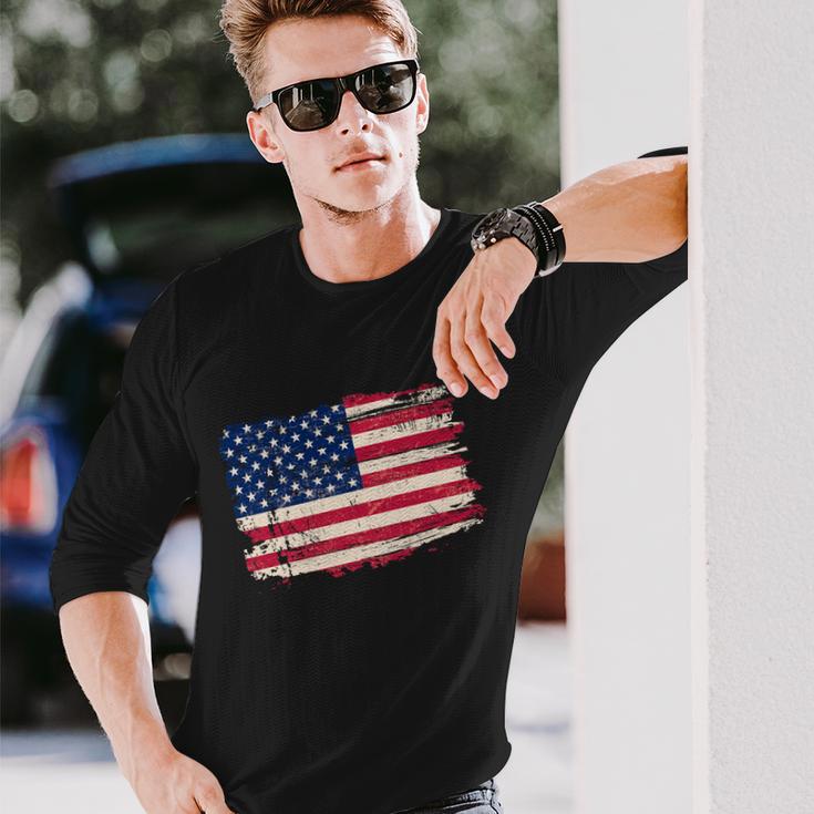 Distressed American Us Flag Long Sleeve T-Shirt Gifts for Him