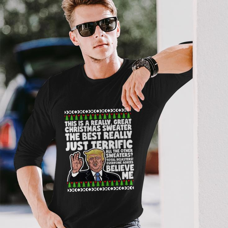 Donald Trump Ugly Christmas Sweater Parody Speech Long Sleeve T-Shirt Gifts for Him