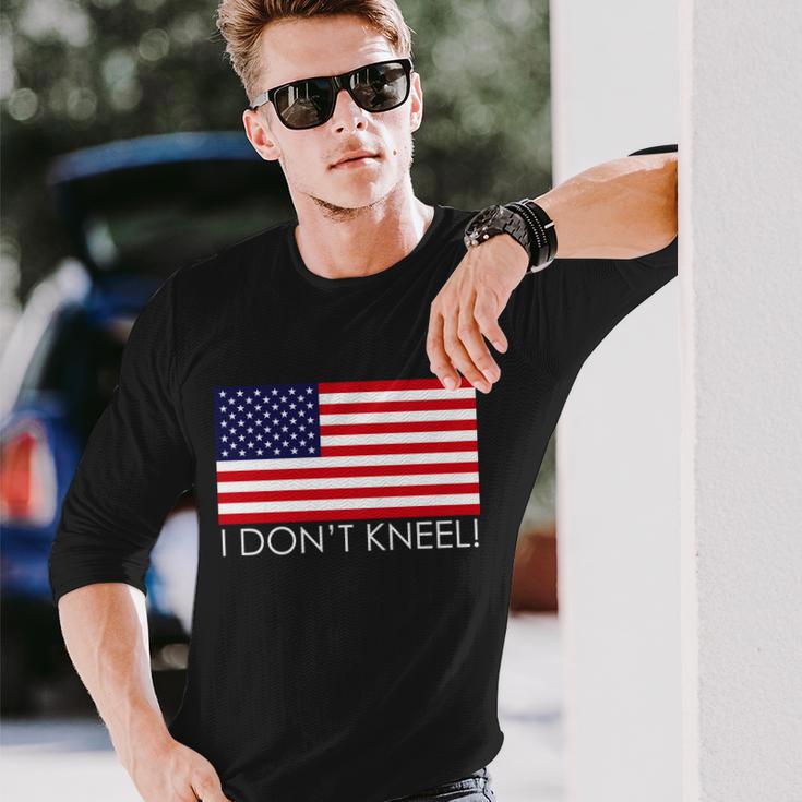 I Dont Kneel Usa Flag Tshirt Long Sleeve T-Shirt Gifts for Him