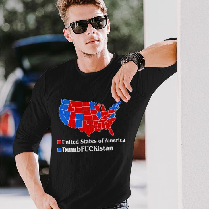 Dumbfuckistan Vs United States Of America Election Map Republicans Long Sleeve T-Shirt Gifts for Him