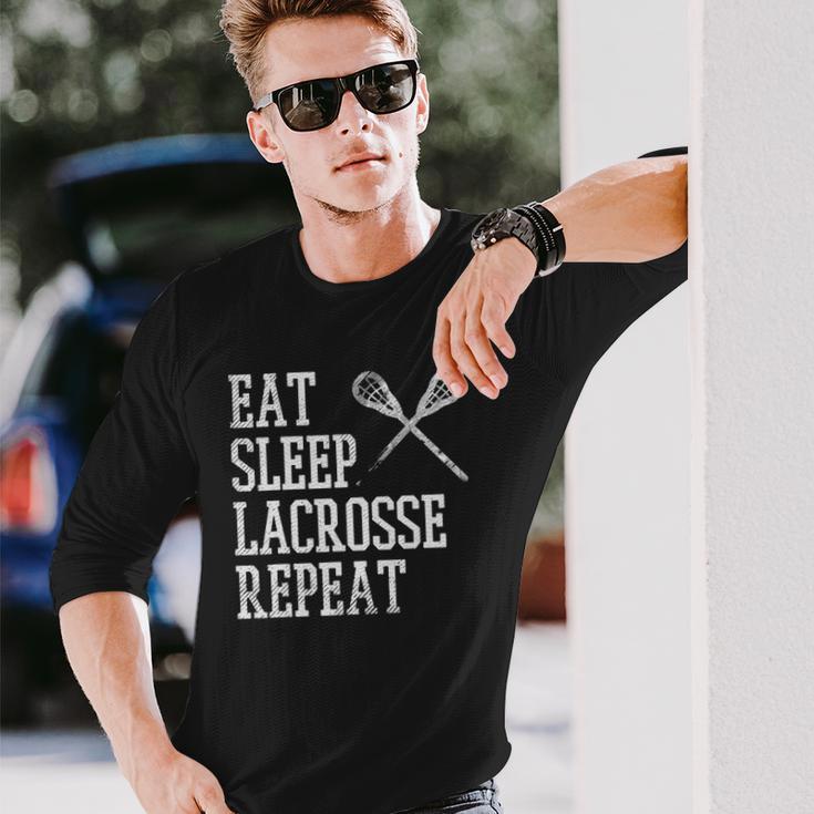Eat Sleep Lacrosse Repeat Lax Player Long Sleeve T-Shirt Gifts for Him
