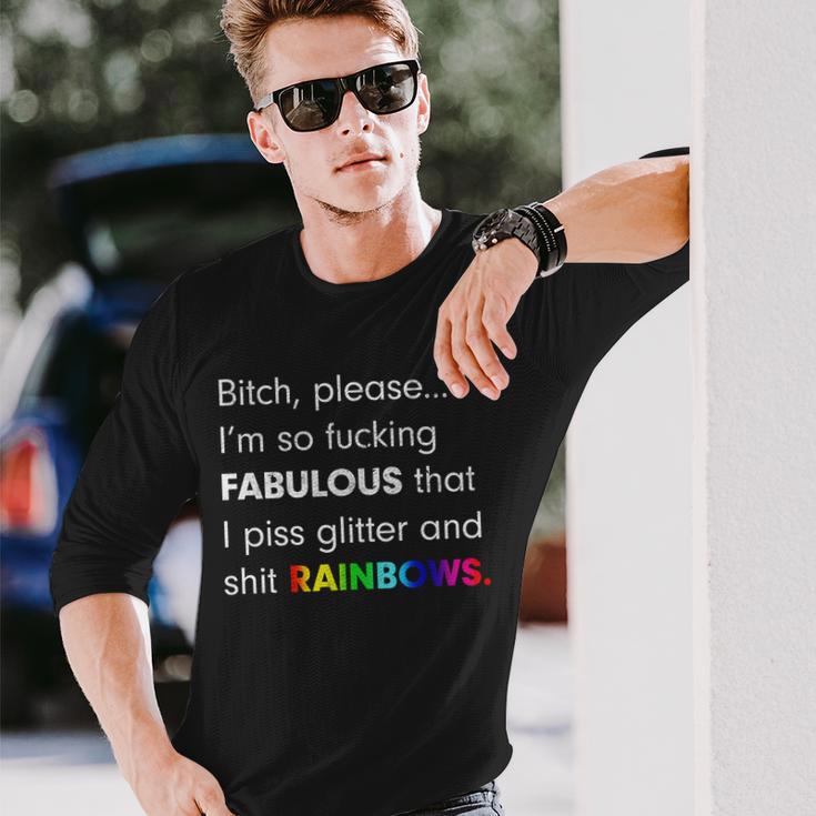 Fabulous Glitter And Rainbows Gay Pride Tshirt Long Sleeve T-Shirt Gifts for Him