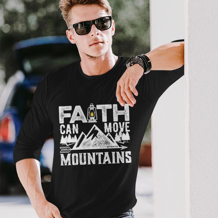 Faith Can Move Mountains Matthew 1720 Bible Verse Tshirt Long Sleeve T-Shirt Gifts for Him