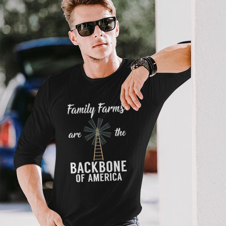 Family Farms Are The Backbone Of America Farm Lover Farming Long Sleeve T-Shirt Gifts for Him