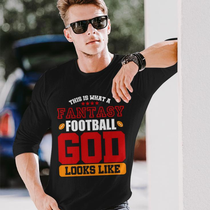 Fantasy Football God Tshirt Long Sleeve T-Shirt Gifts for Him