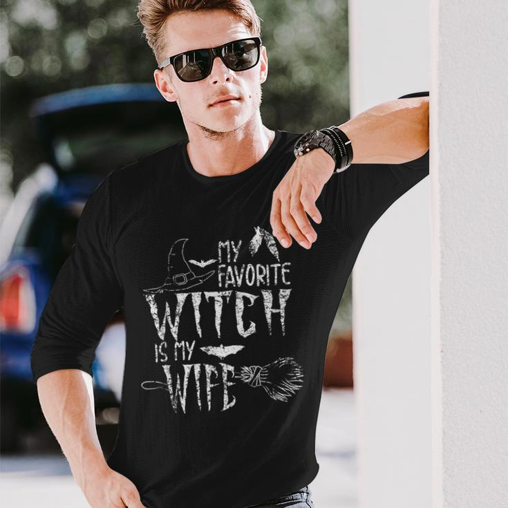 My Favorite Witch Is My Wife Halloween Witch Long Sleeve T-Shirt Gifts for Him