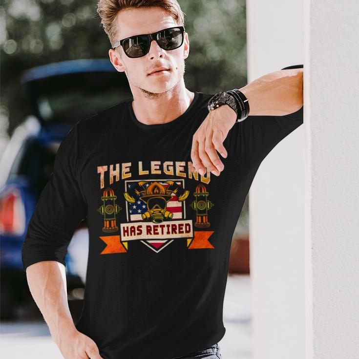 Firefighter The Legend Has Retired Fireman Firefighter _ Long Sleeve T-Shirt Gifts for Him