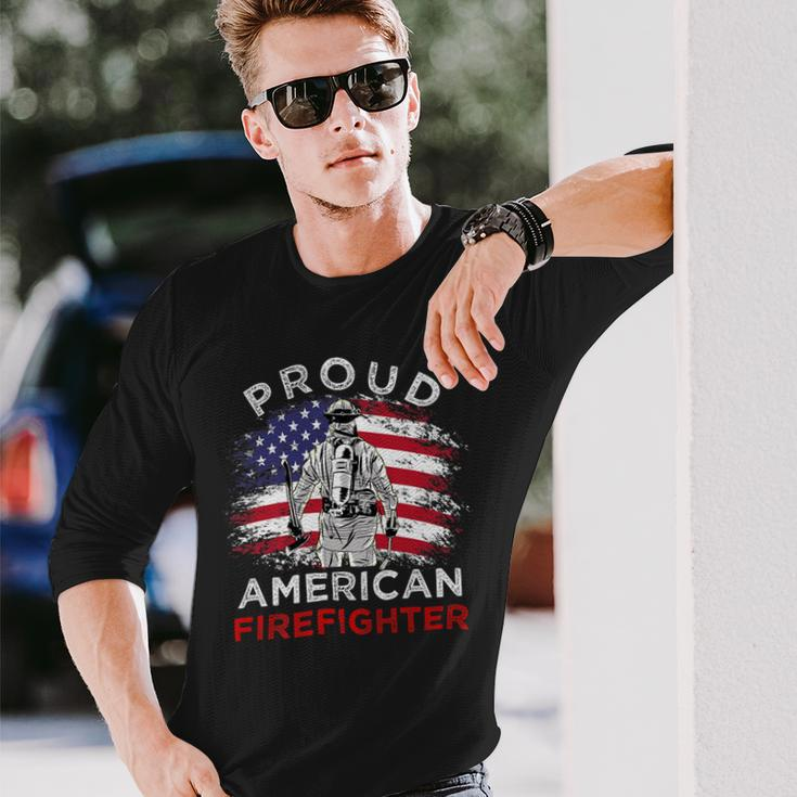 Firefighter Proud American Firefighter Vintage July 4Th For Firefighter Long Sleeve T-Shirt Gifts for Him