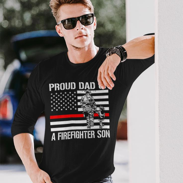 Firefighter Proud Dad Of A Firefighter Son Firefighter Long Sleeve T-Shirt Gifts for Him