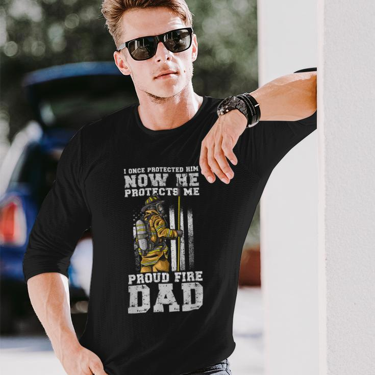 Firefighter Proud Fire Dad Firefighter Dad Of A Fireman Father V2 Long Sleeve T-Shirt Gifts for Him