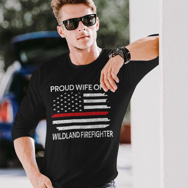 Firefighter Proud Wife Of A Wildland Firefighter Wife Firefighting V2 Long Sleeve T-Shirt Gifts for Him