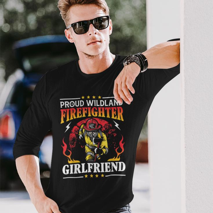 Firefighter Proud Wildland Firefighter Girlfriend Long Sleeve T-Shirt Gifts for Him