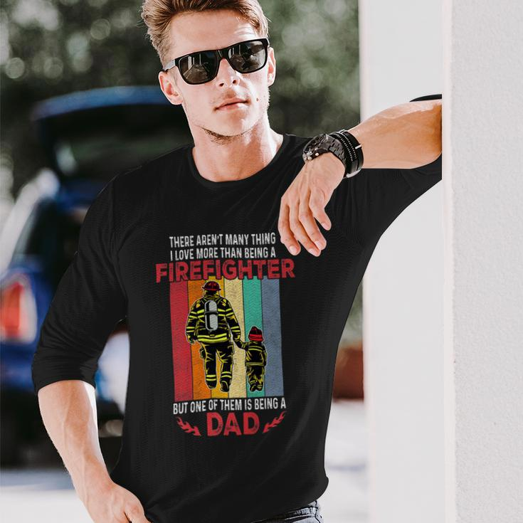 Firefighter Retro Vintage Father And Son Firefighter Dad Fathers Day Long Sleeve T-Shirt Gifts for Him