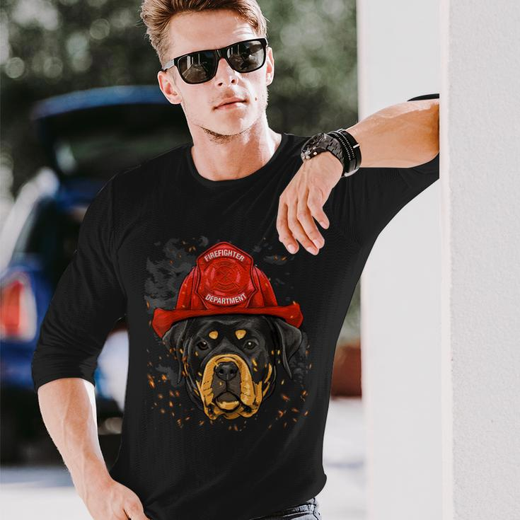 Firefighter Rottweiler Firefighter Rottweiler Dog Lover Long Sleeve T-Shirt Gifts for Him
