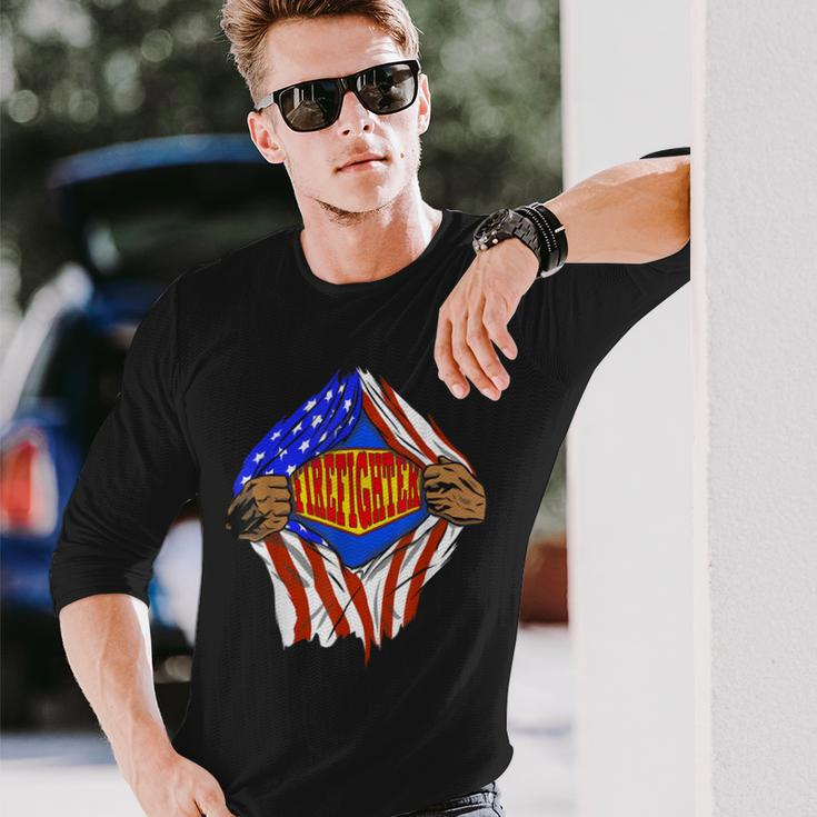Firefighter Super Firefighter Hero Job Long Sleeve T-Shirt Gifts for Him