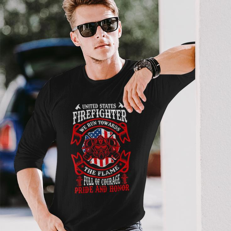 Firefighter United States Firefighter We Run Towards The Flames Firemen _ V4 Long Sleeve T-Shirt Gifts for Him