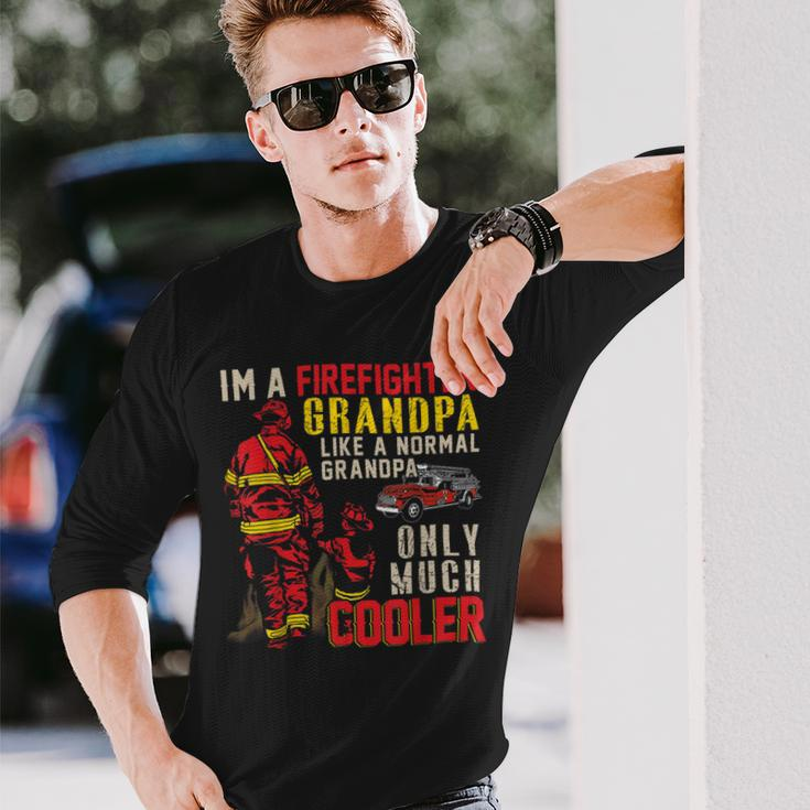 Firefighter Vintage Im A Firefighter Grandpa Definition Much Cooler Long Sleeve T-Shirt Gifts for Him