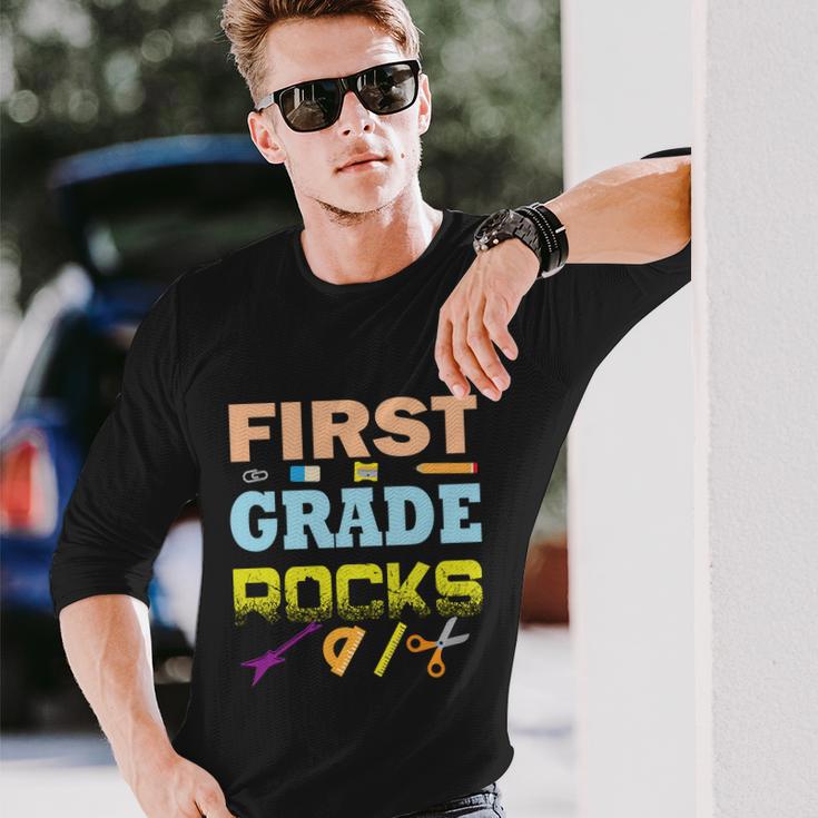 First Grade Rocks School Student Teachers Graphics Plus Size Shirt Long Sleeve T-Shirt Gifts for Him