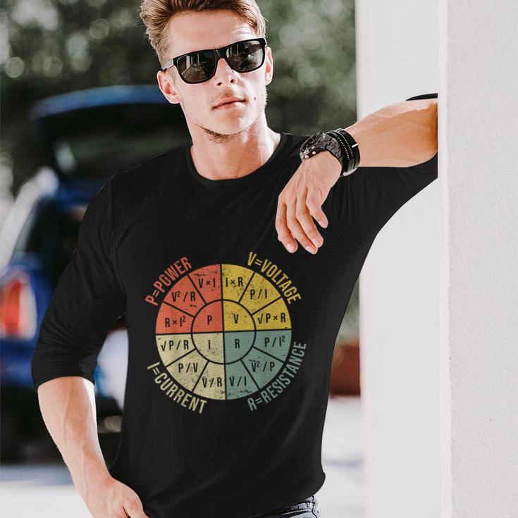 Formula Wheel Electrical Engineering Electricity Ohms Law Long Sleeve T-Shirt Gifts for Him