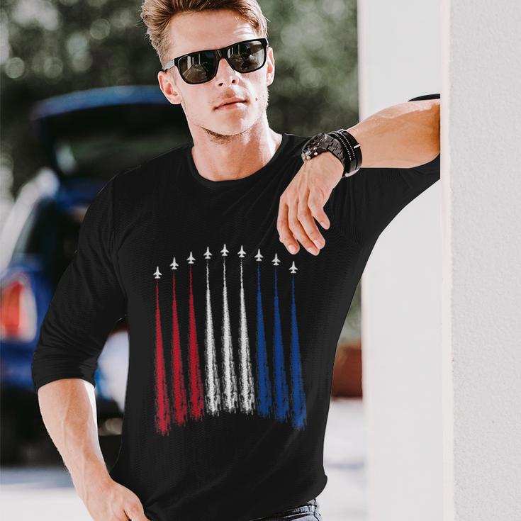 Fourth Of July Fighter Jets Red White Blue 4Th American Flag Long Sleeve T-Shirt Gifts for Him