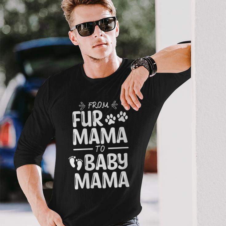 From Fur Mama To Baby Mama Pregnant Cat Lover New Mom Mother V3 Long Sleeve T-Shirt Gifts for Him