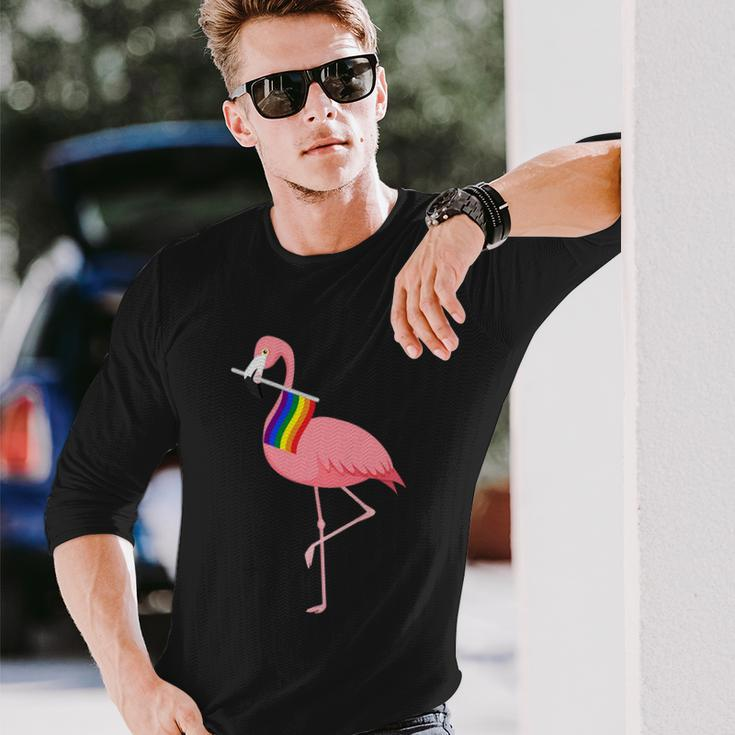 Gay Flamingo Tshirt Long Sleeve T-Shirt Gifts for Him