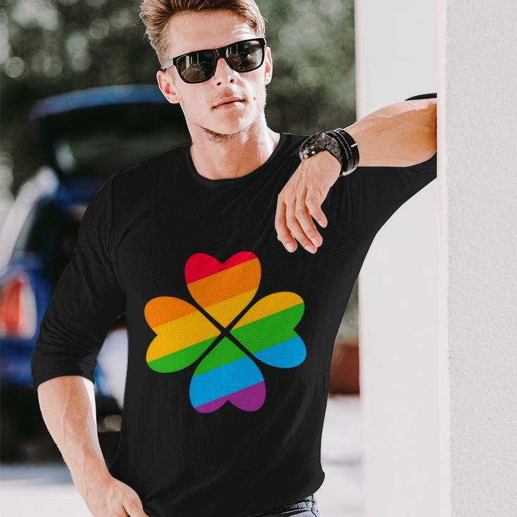 Gay Pride Flag Shamrock Lgbt St Patricks Day Parade Long Sleeve T-Shirt Gifts for Him