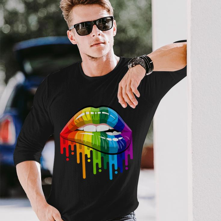 Gay Pride Lips Tshirt V2 Long Sleeve T-Shirt Gifts for Him
