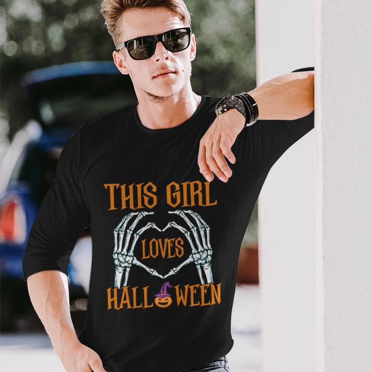 This Girl Loves Halloween Pumpkin Witch Hat Halloween Quote Long Sleeve T-Shirt Gifts for Him