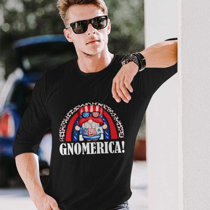 Gnomerica Patriotic Gnome American Flag 4Th Of July Long Sleeve T-Shirt Gifts for Him
