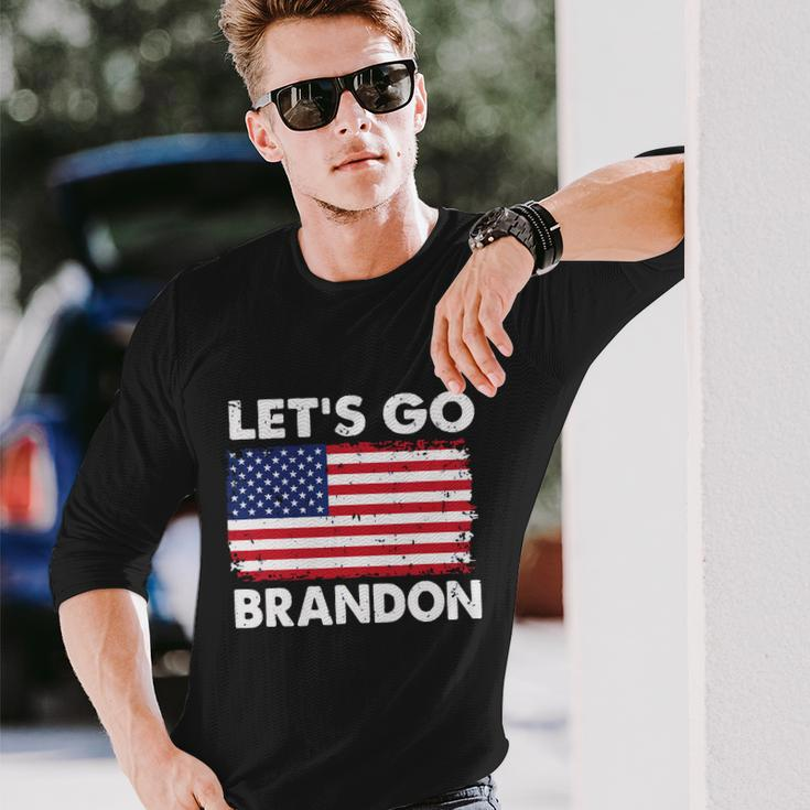 Lets Go Brandon Lets Go Brandon Flag Tshirt Long Sleeve T-Shirt Gifts for Him
