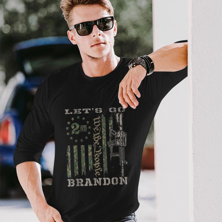 Lets Go Brandon Gun American Flag Patriots Lets Go Brandon Long Sleeve T-Shirt Gifts for Him