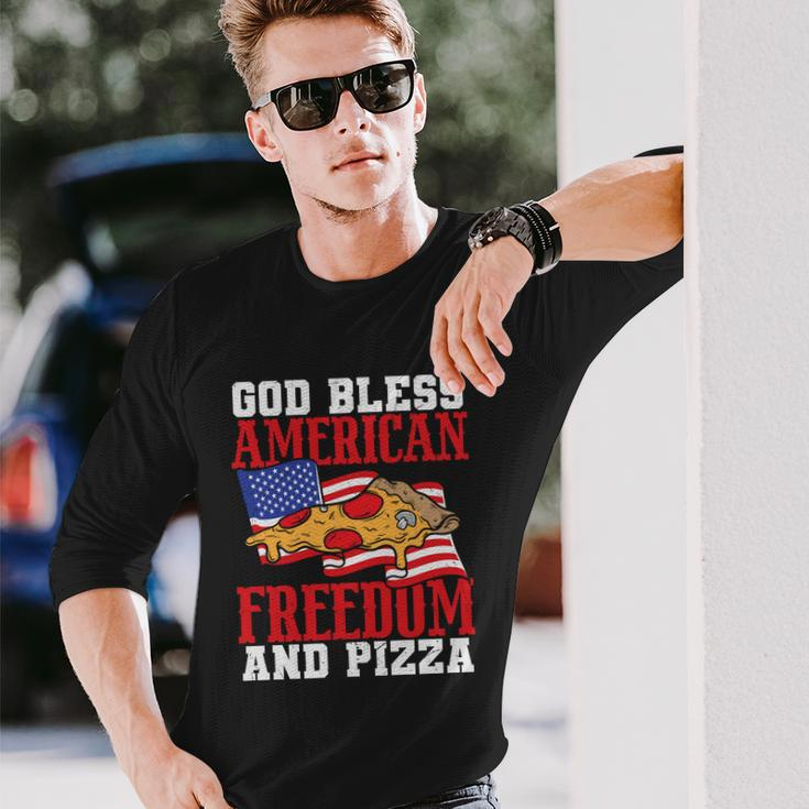 God Bless American Freedom And Pizza Plus Size Shirt For Men Women And Long Sleeve T-Shirt Gifts for Him