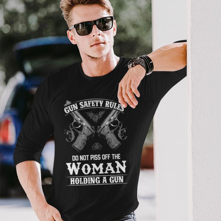 Gun Safety Rules Long Sleeve T-Shirt Gifts for Him