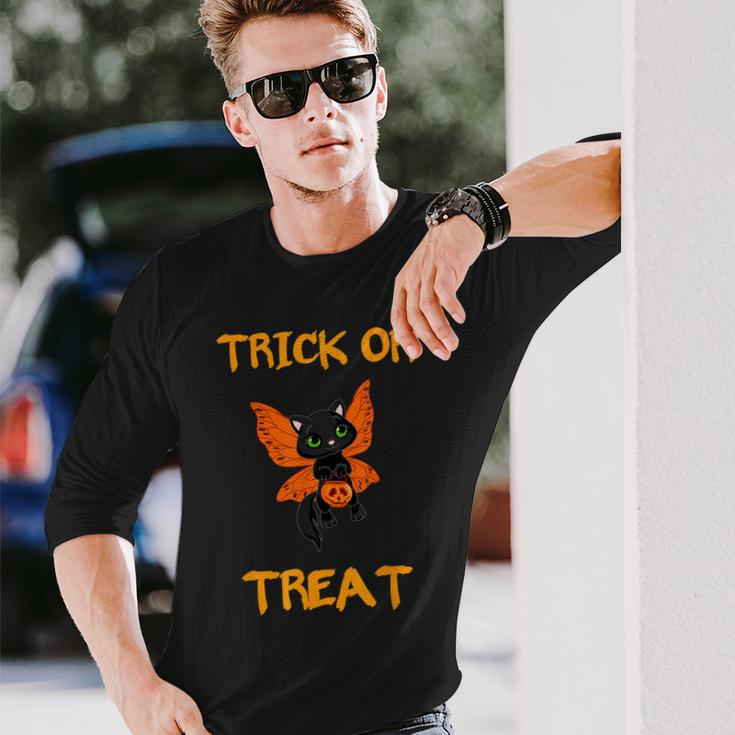 Halloween Black Cat Candy Trick Or Treat Long Sleeve T-Shirt Gifts for Him