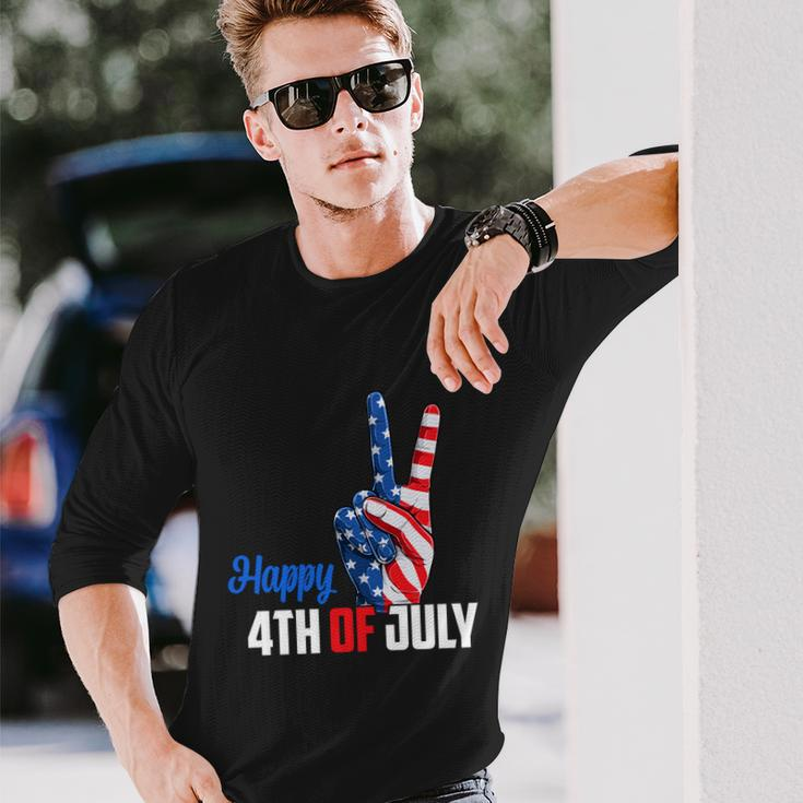 Happy 4Th Of July Peace America Independence Day Patriot Usa Long Sleeve T-Shirt Gifts for Him