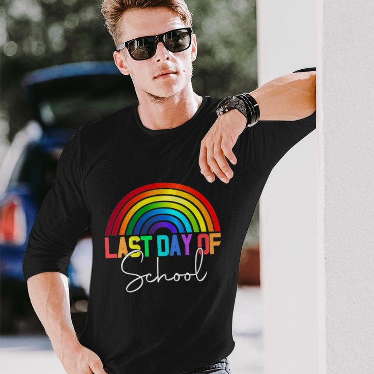Happy Last Day Of School Teacher Student Graduation Rainbow Long Sleeve T-Shirt Gifts for Him