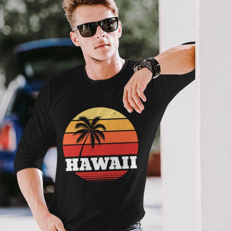 Hawaii Retro Sun Tshirt Long Sleeve T-Shirt Gifts for Him