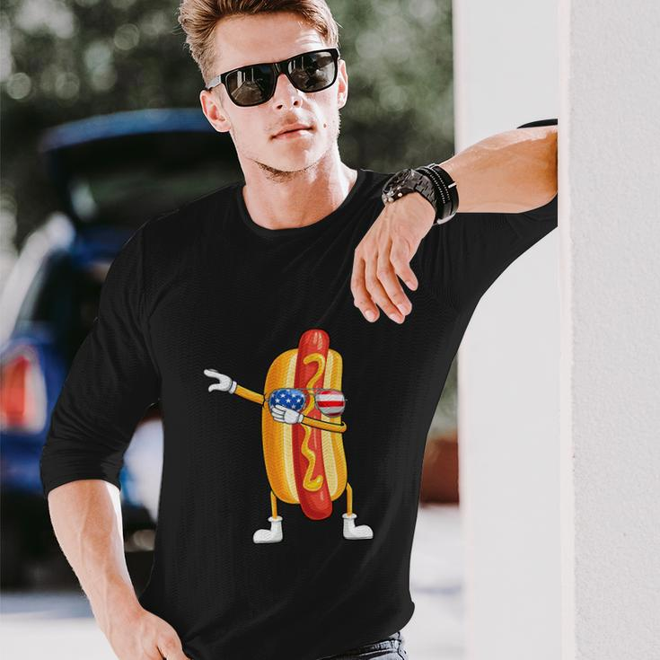Hot Dog July 4Th Dabbing Hotdog Long Sleeve T-Shirt Gifts for Him