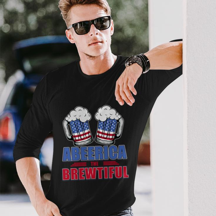 Independence Day Abeerica The Brewtiful 4Th Of Juli Ing Long Sleeve T-Shirt Gifts for Him