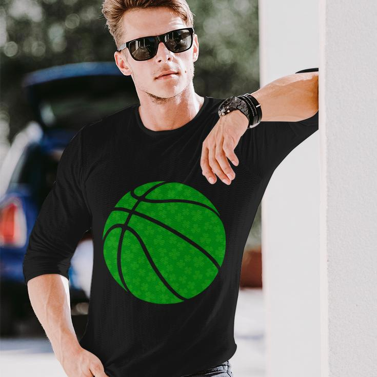 Irish Basketball Shamrock Clover Tshirt Long Sleeve T-Shirt Gifts for Him