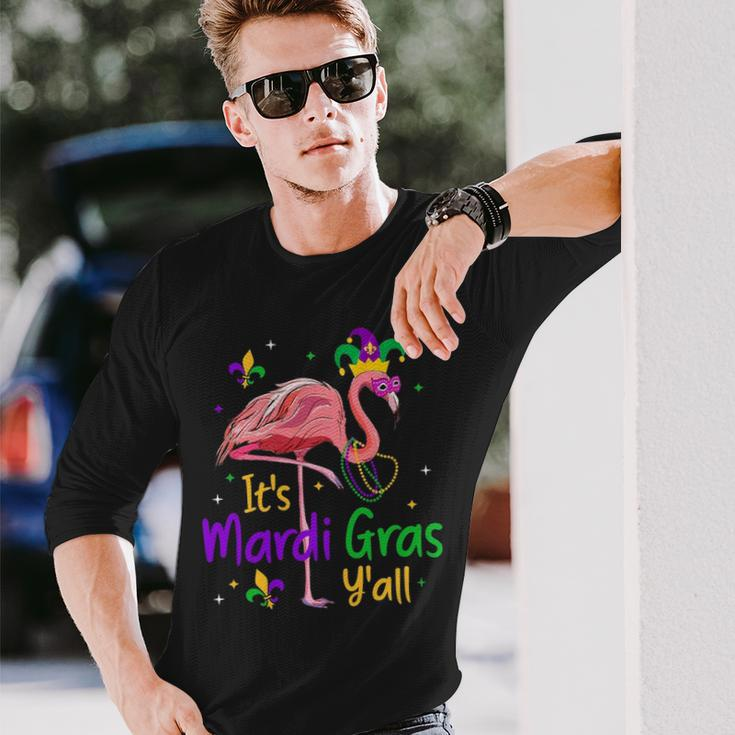 It S Mardi Gras Y All Flamingo Mardi Gras Long Sleeve T-Shirt Gifts for Him