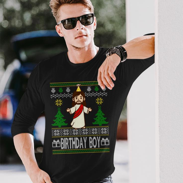 Jesus Birthday Boy Ugly Christmas Tshirt Long Sleeve T-Shirt Gifts for Him